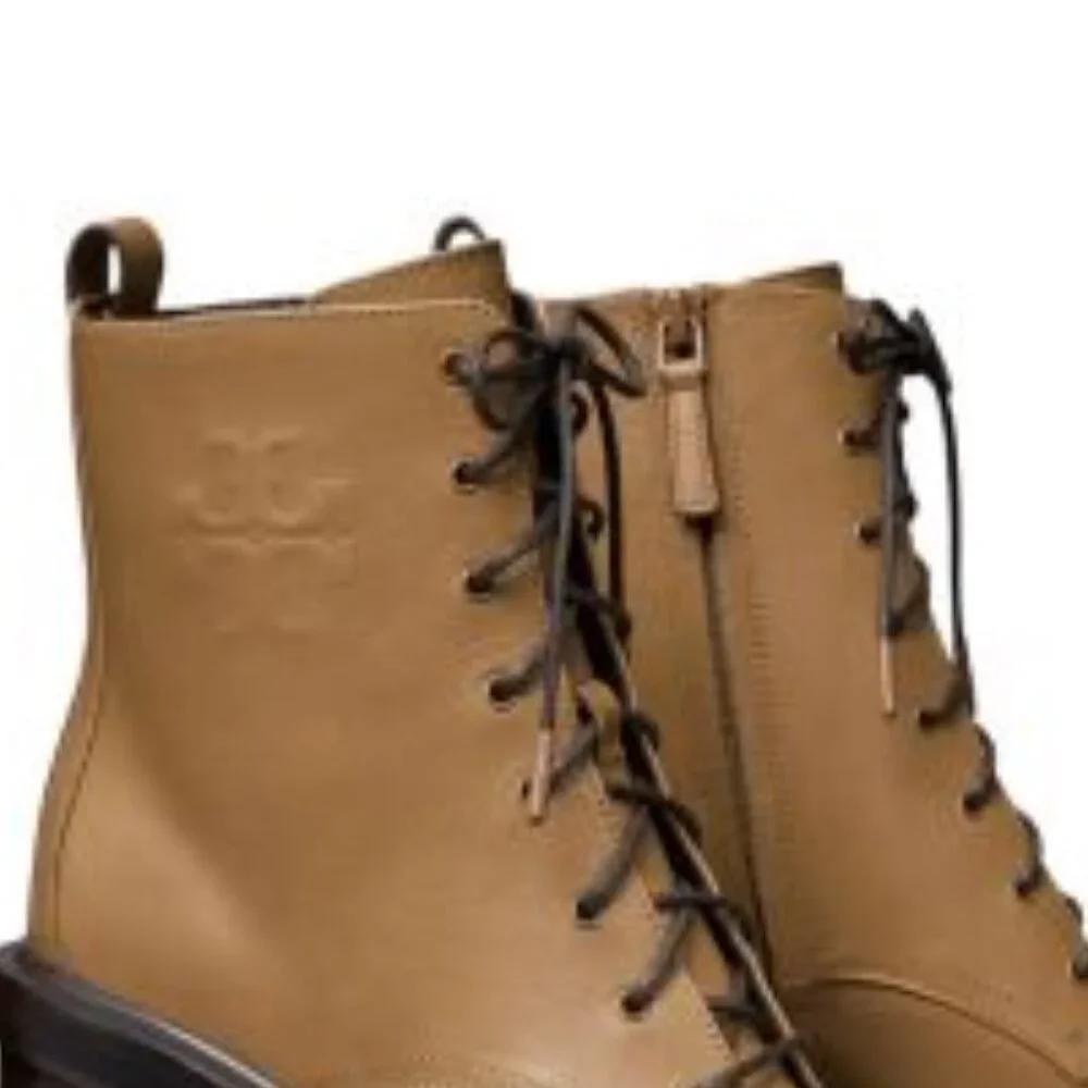 NEW Tory Burch 95 mm DOUBLE T LUG ANKLE BOOT in Almond Flour 25M2 - Picture 5 of 9